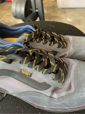 Vans Grey Low-Top Sneakers with Black & Yellow Laces